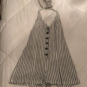 Blue & White Striped Romper